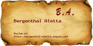 Bergenthal Aletta névjegykártya